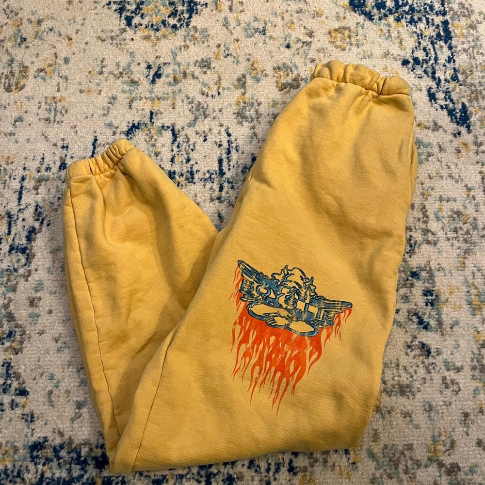 BOYS LIE Sweatpants Joggers Loungwear Graphic Golden Yellow Small